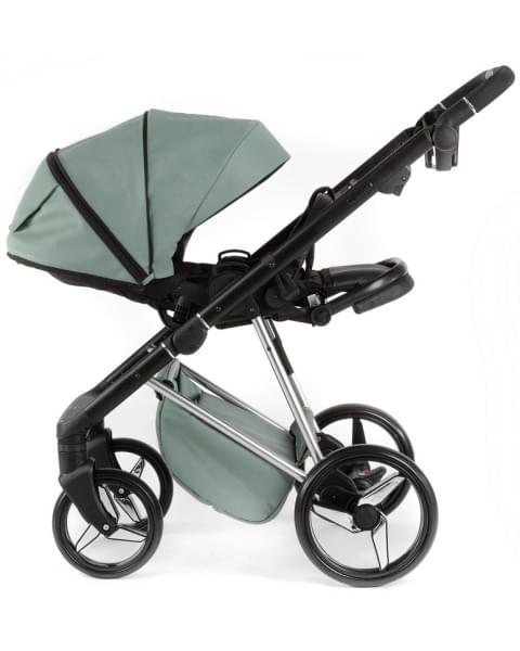 Детская коляска Adamex Quantum Superstar Deluxe 2 в 1 Q-STAR150-K (СЕРО-ЗЕЛЕН.КОЖА+СЕРО-ЗЕЛЕН.ДНО+ХРОМ.РАМА)