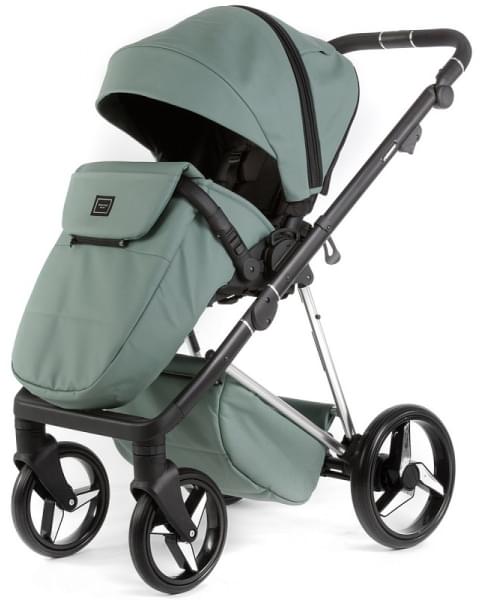 Детская коляска Adamex Quantum Superstar Deluxe 2 в 1 Q-STAR150-K (СЕРО-ЗЕЛЕН.КОЖА+СЕРО-ЗЕЛЕН.ДНО+ХРОМ.РАМА)