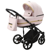 Детская коляска Adamex Rimini 2 в 1 RI101 СВ.РОЗОВ+СВ.РОЗОВ.КОЖА+ЗОЛОТО.ОТДЕЛКА