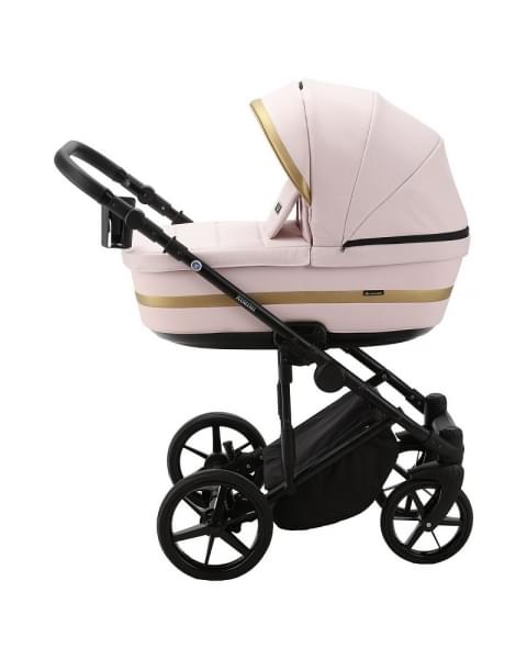 Детская коляска Adamex Rimini 2 в 1 RI101 СВ.РОЗОВ+СВ.РОЗОВ.КОЖА+ЗОЛОТО.ОТДЕЛКА