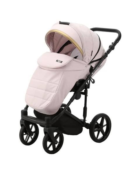 Детская коляска Adamex Rimini 2 в 1 RI101 СВ.РОЗОВ+СВ.РОЗОВ.КОЖА+ЗОЛОТО.ОТДЕЛКА
