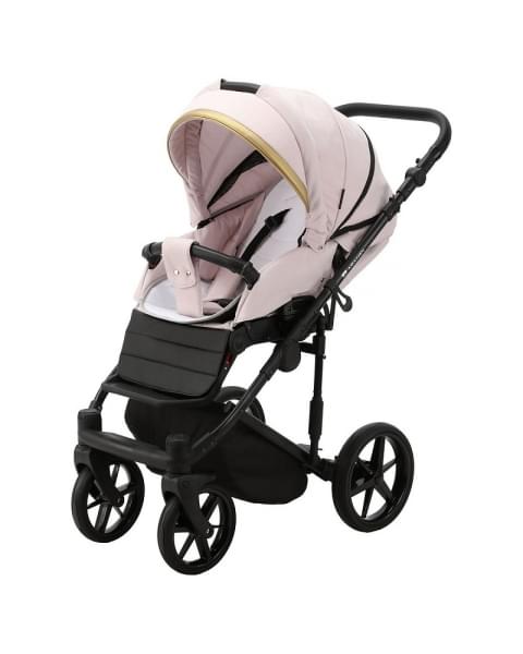 Детская коляска Adamex Rimini 2 в 1 RI101 СВ.РОЗОВ+СВ.РОЗОВ.КОЖА+ЗОЛОТО.ОТДЕЛКА