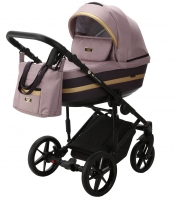Детская коляска Adamex Rimini 2 в 1 RI14A (СЕРО-РОЗОВ+СЛИВА.ПЕРФ.КОЖА)