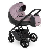 Детская коляска Camarelo Zeo Ecco 2 в 1 ZEO'23-16, темно-розовый жаккард-чёрная экокожа