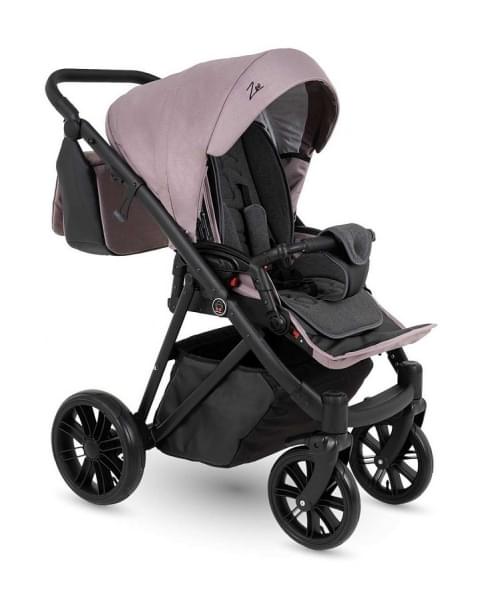 Детская коляска Camarelo Zeo Ecco 2 в 1 ZEO'23-16, темно-розовый жаккард-чёрная экокожа