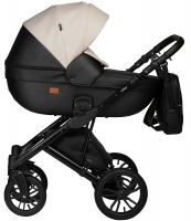 Детская коляска Indigo Mio Eco 2 в 1 04 черная кожа+св.бежевая кожа