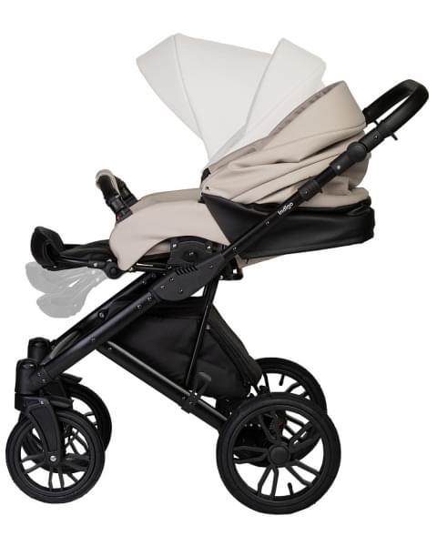 Детская коляска Indigo Mio Eco 2 в 1 04 черная кожа+св.бежевая кожа