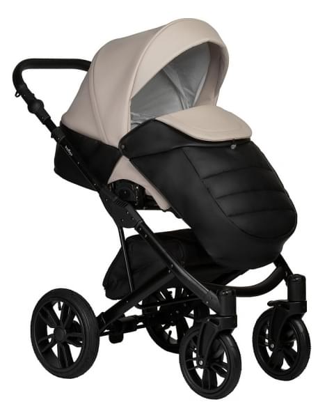 Детская коляска Indigo Mio Eco 2 в 1 04 черная кожа+св.бежевая кожа