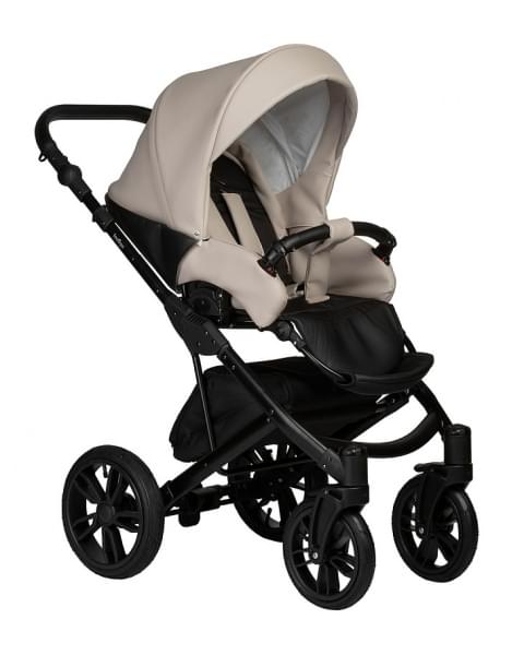 Детская коляска Indigo Mio Eco 2 в 1 04 черная кожа+св.бежевая кожа