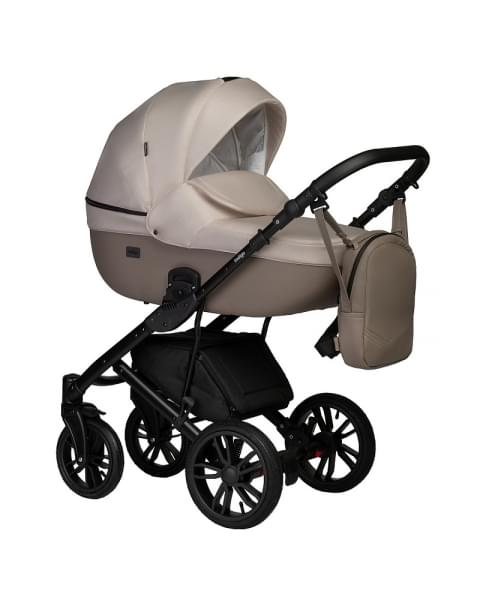 Детская коляска Indigo Mio S 2 в 1 03 т.бежевая кожа+св.бежевый