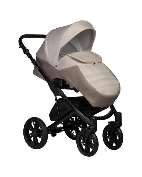 Детская коляска Indigo Mio S 2 в 1 03 т.бежевая кожа+св.бежевый