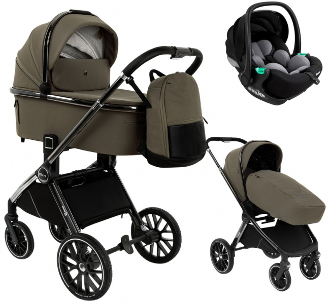 Детская коляска Pituso Mayla Lux 3 в 1 с автокреслом Baesa Mocca