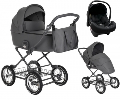 Детская коляска Roan Bass Next Classic d12 3 в 1 с автокреслом Tutis Elo Lux EduSky Black RCL263/1 Steel Grey