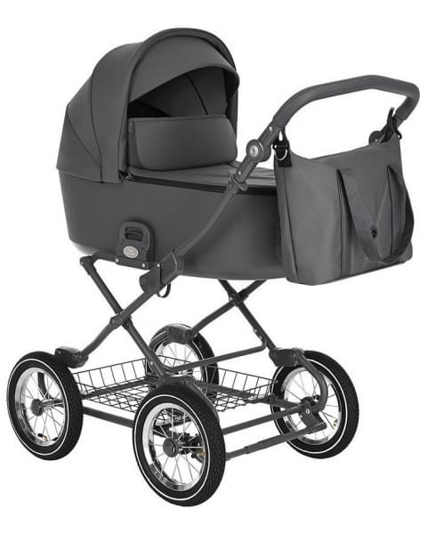 Детская коляска Roan Bass Next Classic d12 3 в 1 с автокреслом Tutis Elo Lux EduSky Black RCL263/1 Steel Grey