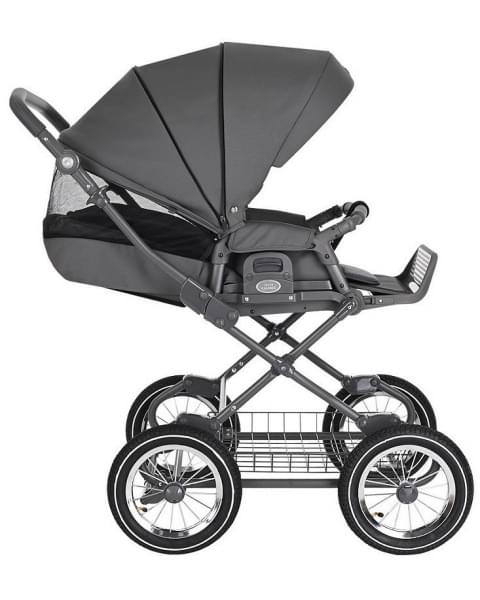 Детская коляска Roan Bass Next Classic d12 3 в 1 с автокреслом Tutis Elo Lux EduSky Black RCL263/1 Steel Grey