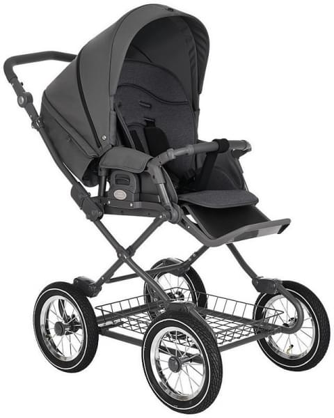 Детская коляска Roan Bass Next Classic d12 3 в 1 с автокреслом Tutis Elo Lux EduSky Black RCL263/1 Steel Grey