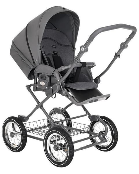 Детская коляска Roan Bass Next Classic d12 3 в 1 с автокреслом Tutis Elo Lux EduSky Black RCL263/1 Steel Grey
