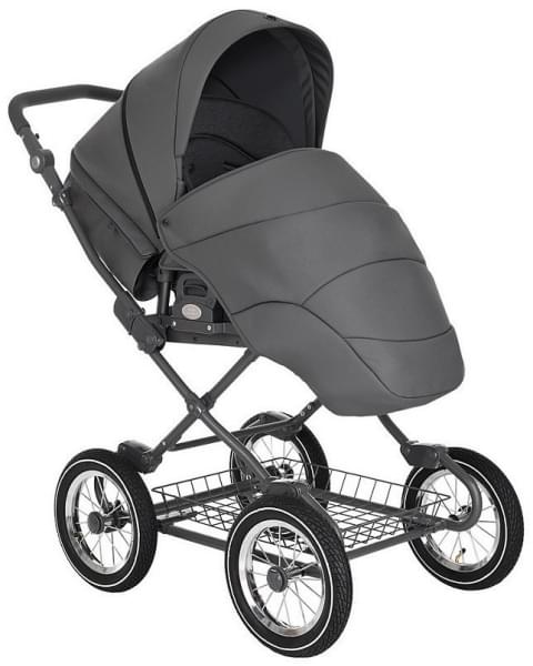 Детская коляска Roan Bass Next Classic d12 3 в 1 с автокреслом Tutis Elo Lux EduSky Black RCL263/1 Steel Grey