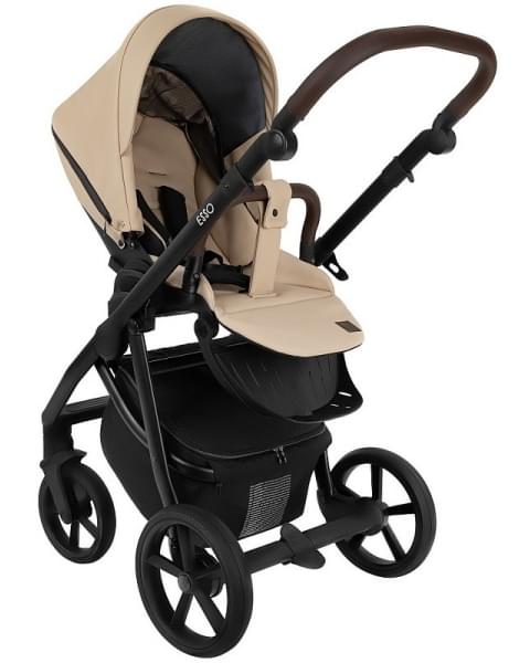 Детская коляска Roan Esso 2025 Кожа 2 в 1 ESSK/212/1 Caramel/Black/руч.Тем.коричневый