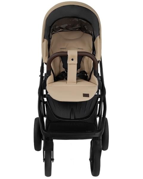Детская коляска Roan Esso 2025 Кожа 2 в 1 ESSK/212/1 Caramel/Black/руч.Тем.коричневый