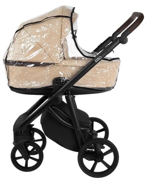 Детская коляска Roan Esso 2025 Кожа 2 в 1 ESSK/212/1 Caramel/Black/руч.Тем.коричневый