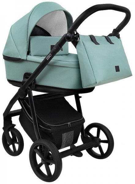 Детская коляска Roan Esso 2025 Кожа 2 в 1 ESSK/214/1 Misti Mint/Grey/руч.Черный