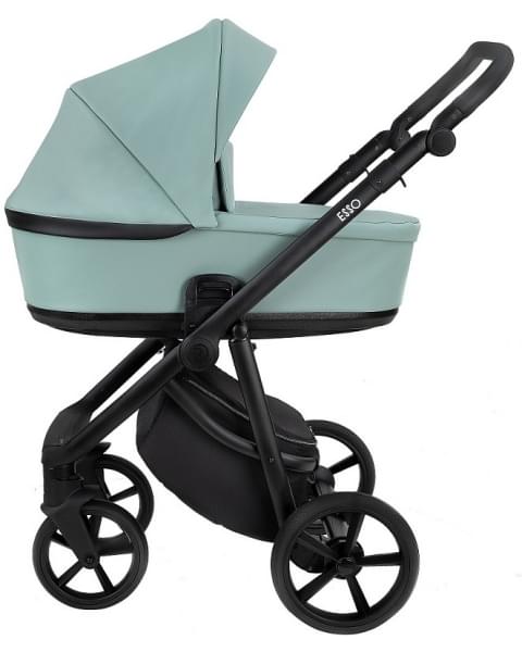 Детская коляска Roan Esso 2025 Кожа 2 в 1 ESSK/214/1 Misti Mint/Grey/руч.Черный