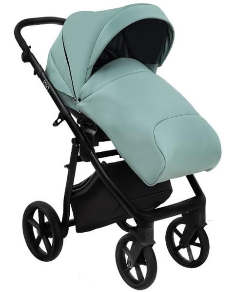 Детская коляска Roan Esso 2025 Кожа 2 в 1 ESSK/214/1 Misti Mint/Grey/руч.Черный