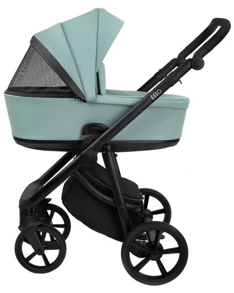 Детская коляска Roan Esso 2025 Кожа 2 в 1 ESSK/214/1 Misti Mint/Grey/руч.Черный