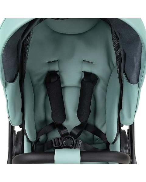 Детская коляска Roan Esso 2025 Кожа 2 в 1 ESSK/214/1 Misti Mint/Grey/руч.Черный