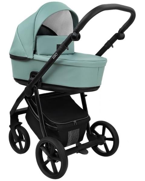 Детская коляска Roan Esso 2025 Кожа 2 в 1 ESSK/214/1 Misti Mint/Grey/руч.Черный