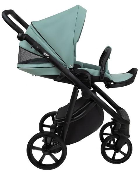 Детская коляска Roan Esso 2025 Кожа 2 в 1 ESSK/214/1 Misti Mint/Grey/руч.Черный