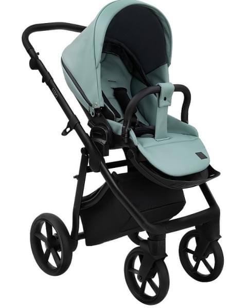 Детская коляска Roan Esso 2025 Кожа 2 в 1 ESSK/214/1 Misti Mint/Grey/руч.Черный
