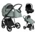 Детская коляска Roan Sol Кожа 3 в 1 с автокреслом Tutis Elo Lux EduSky Black RSL/2023 Misti Mint/Grey/руч. Серый