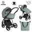 Детская коляска Roan Sol Кожа 3 в 1 с автокреслом Tutis Elo Lux EduSky Black RSL/2023 Misti Mint/Grey/руч. Серый