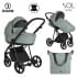 Детская коляска Roan Sol Кожа 3 в 1 с автокреслом Tutis Elo Lux EduSky Black RSL/2023 Misti Mint/Grey/руч. Серый