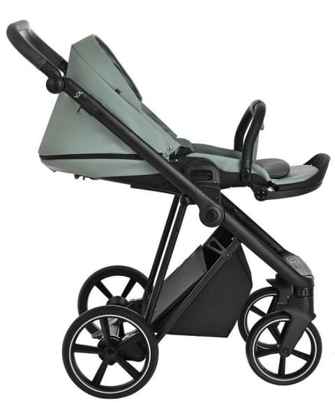 Детская коляска Roan Sol Кожа 3 в 1 с автокреслом Tutis Elo Lux EduSky Black RSL/2023 Misti Mint/Grey/руч. Серый