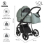 Детская коляска Roan Sol Кожа 3 в 1 с автокреслом Tutis Elo Lux EduSky Black RSL/2023 Misti Mint/Grey/руч. Серый