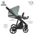 Детская коляска Roan Sol Кожа 3 в 1 с автокреслом Tutis Elo Lux EduSky Black RSL/2023 Misti Mint/Grey/руч. Серый