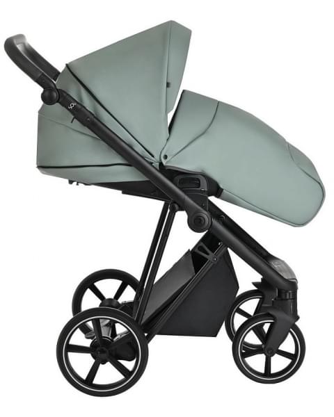 Детская коляска Roan Sol Кожа 3 в 1 с автокреслом Tutis Elo Lux EduSky Black RSL/2023 Misti Mint/Grey/руч. Серый