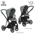 Детская коляска Roan Sol Кожа 3 в 1 с автокреслом Tutis Elo Lux EduSky Black RSL/2023 Misti Mint/Grey/руч. Серый