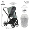 Детская коляска Roan Sol Кожа 3 в 1 с автокреслом Tutis Elo Lux EduSky Black RSL/2023 Misti Mint/Grey/руч. Серый