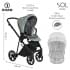 Детская коляска Roan Sol Кожа 3 в 1 с автокреслом Tutis Elo Lux EduSky Black RSL/2023 Misti Mint/Grey/руч. Серый