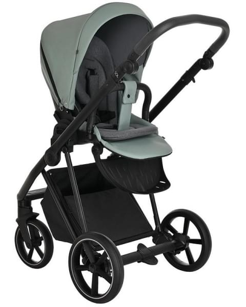 Детская коляска Roan Sol Кожа 3 в 1 с автокреслом Tutis Elo Lux EduSky Black RSL/2023 Misti Mint/Grey/руч. Серый