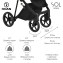 Детская коляска Roan Sol Кожа 3 в 1 с автокреслом Tutis Elo Lux EduSky Black RSL/2023 Misti Mint/Grey/руч. Серый