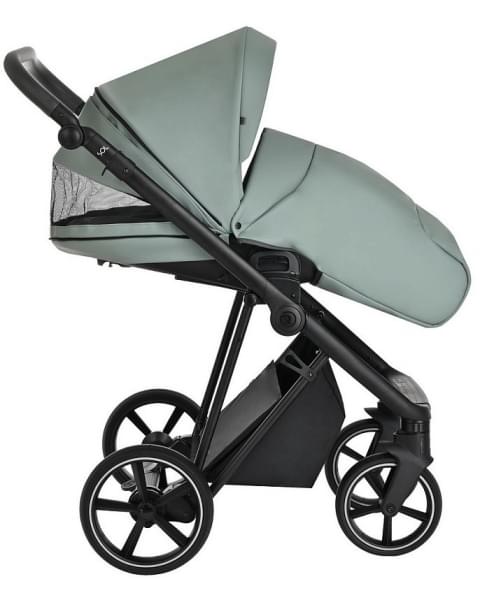 Детская коляска Roan Sol Кожа 3 в 1 с автокреслом Tutis Elo Lux EduSky Black RSL/2023 Misti Mint/Grey/руч. Серый