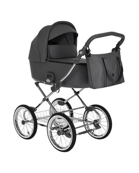 Детская коляска люлька Roan Bass Next Classic d14 1 в 1 RCL273/1 Steel Grey/Chrome