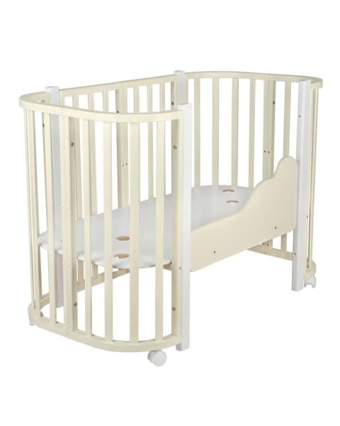 Детская кровать-трансформер Indigo Baby Lux, Слоновая кость / Белые стойки