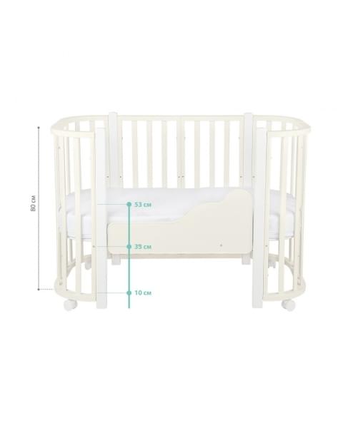 Детская кровать-трансформер Indigo Baby Lux, Слоновая кость / Белые стойки
