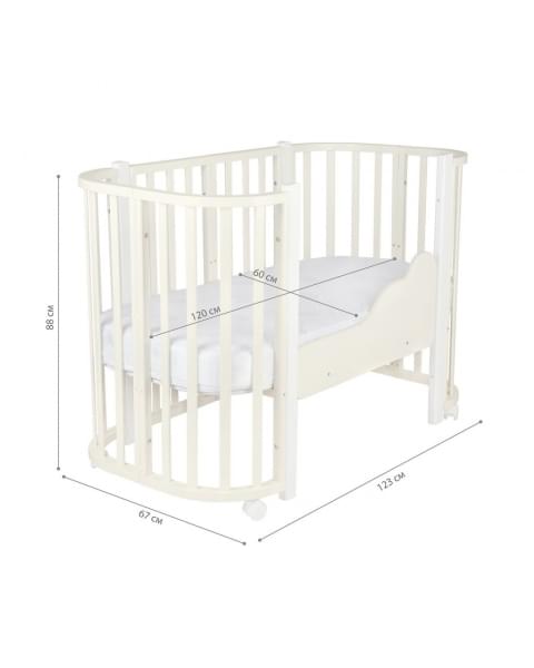 Детская кровать-трансформер Indigo Baby Lux, Слоновая кость / Белые стойки